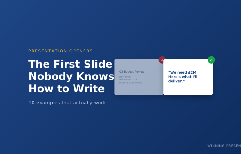 First slide examples for presentations before and after