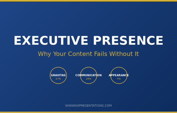 Executive presence in presentations - leader commanding attention in boardroom