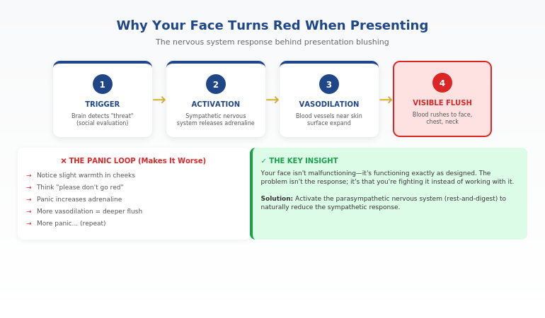 The nervous system response showing why your face turns red when presenting and what triggers the flush response