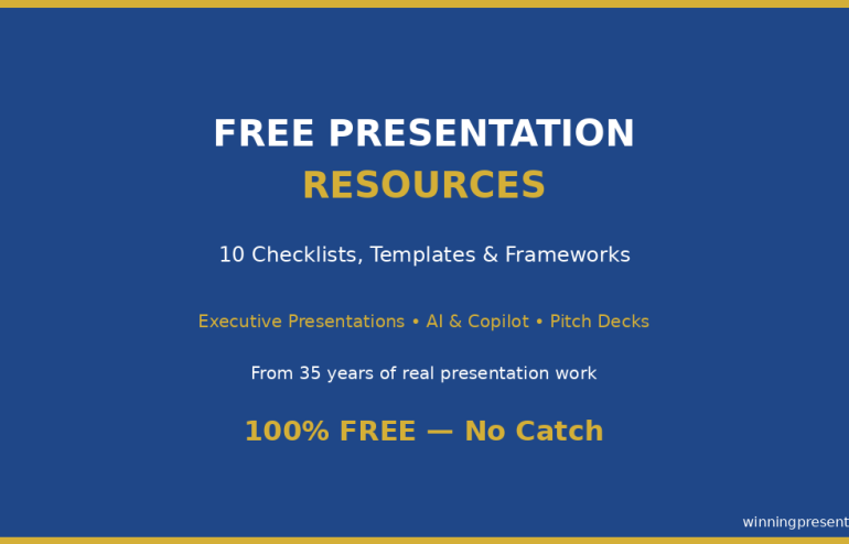 Free presentation resources - checklists, templates, and frameworks for executives and professionals