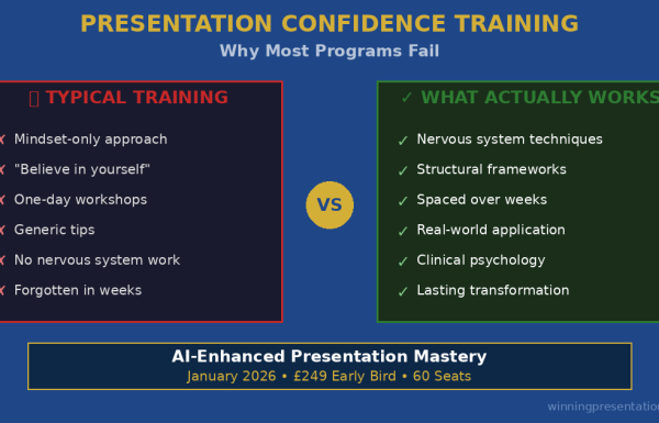 Presentation confidence training comparison - why most programs fail and what actually builds lasting confidence