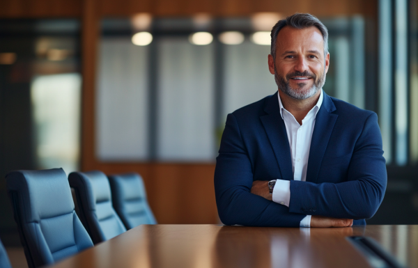 Executive presenting with composed confidence after a project failure, demonstrating the ownership and forward-focus that rebuilds credibility