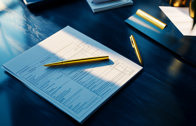 Executive preparation desk with structured Q&A checklist and stakeholder notes