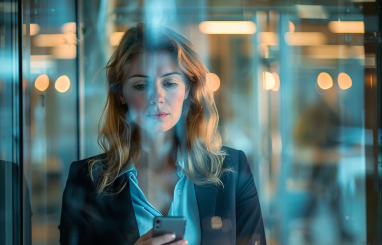 Executive reviewing stakeholder notes before entering boardroom meeting