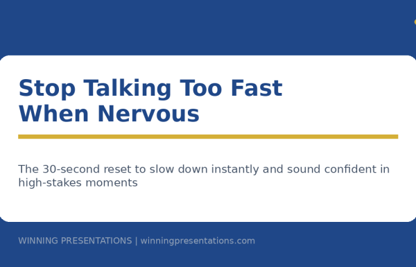 Executive calmly presenting after a simple nervous-system reset