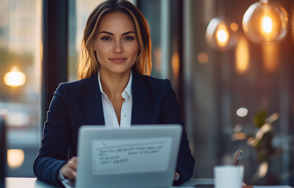 Professional using ChatGPT prompts for PowerPoint to create executive presentation