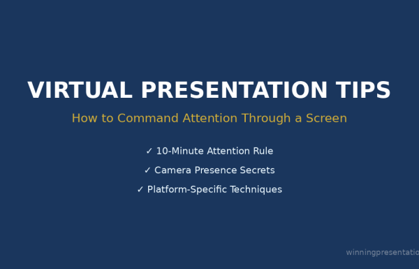 Virtual presentation tips comparison showing disengaged audience versus engaged presenter commanding attention through screen